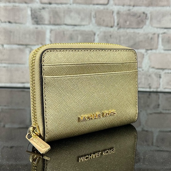 MICHAEL KORS JET SET TRAVEL LEATHER MEDIUM ZIP AROUND CARD CASE WALLET BAG $188 - Picture 2 of 5